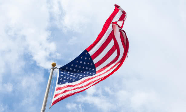 US Flag in the wind