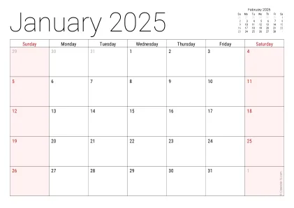 Year 2025 Calendar – United States