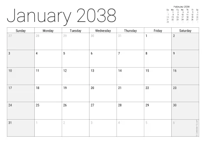 Preview of a monthly calendar page with holidays