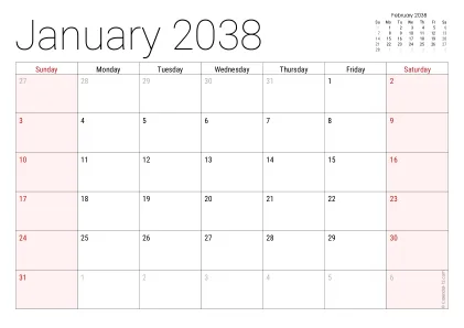 Preview of a monthly calendar page