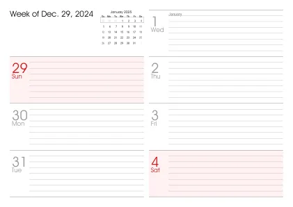 Preview of a weekly calendar page