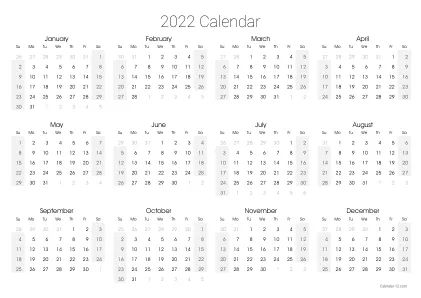 Preview of the single-page yearly calendar