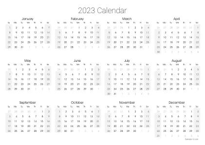 Preview of the single-page yearly calendar