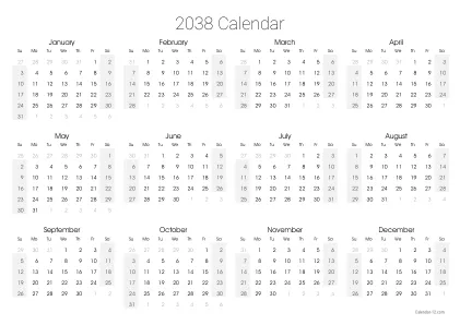 Preview of the single-page yearly calendar